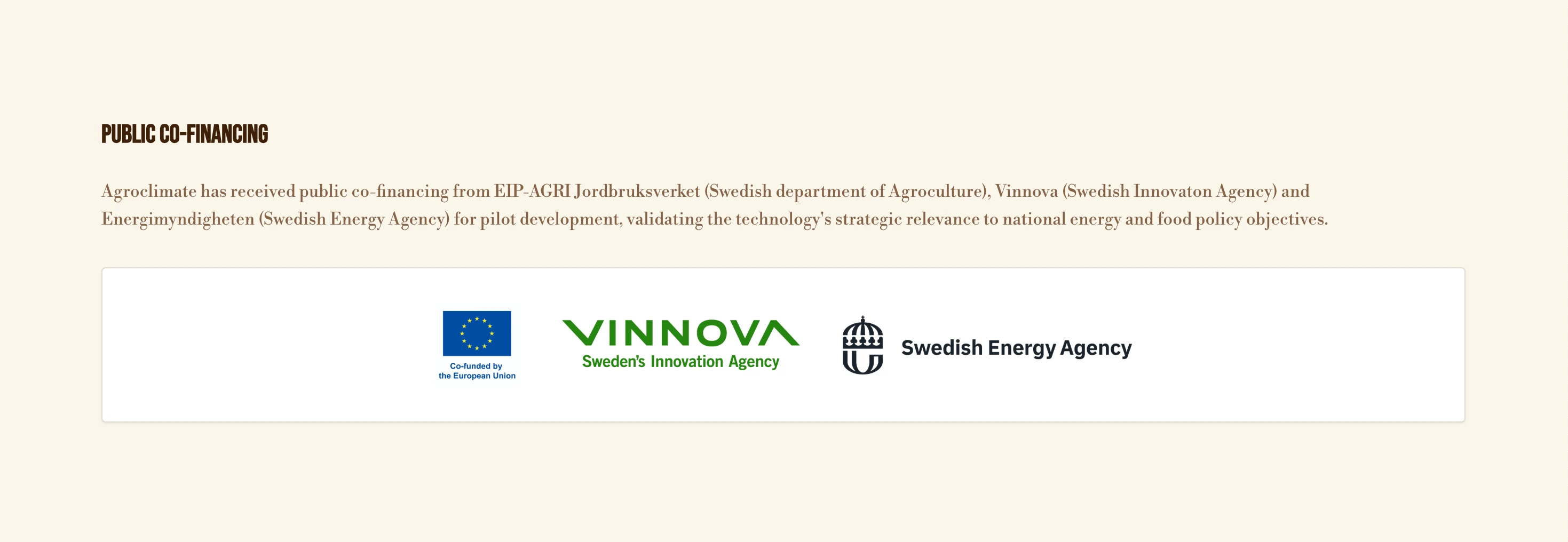 Co-funded by the European Union, Vinnova and the Swedish Energy Agency