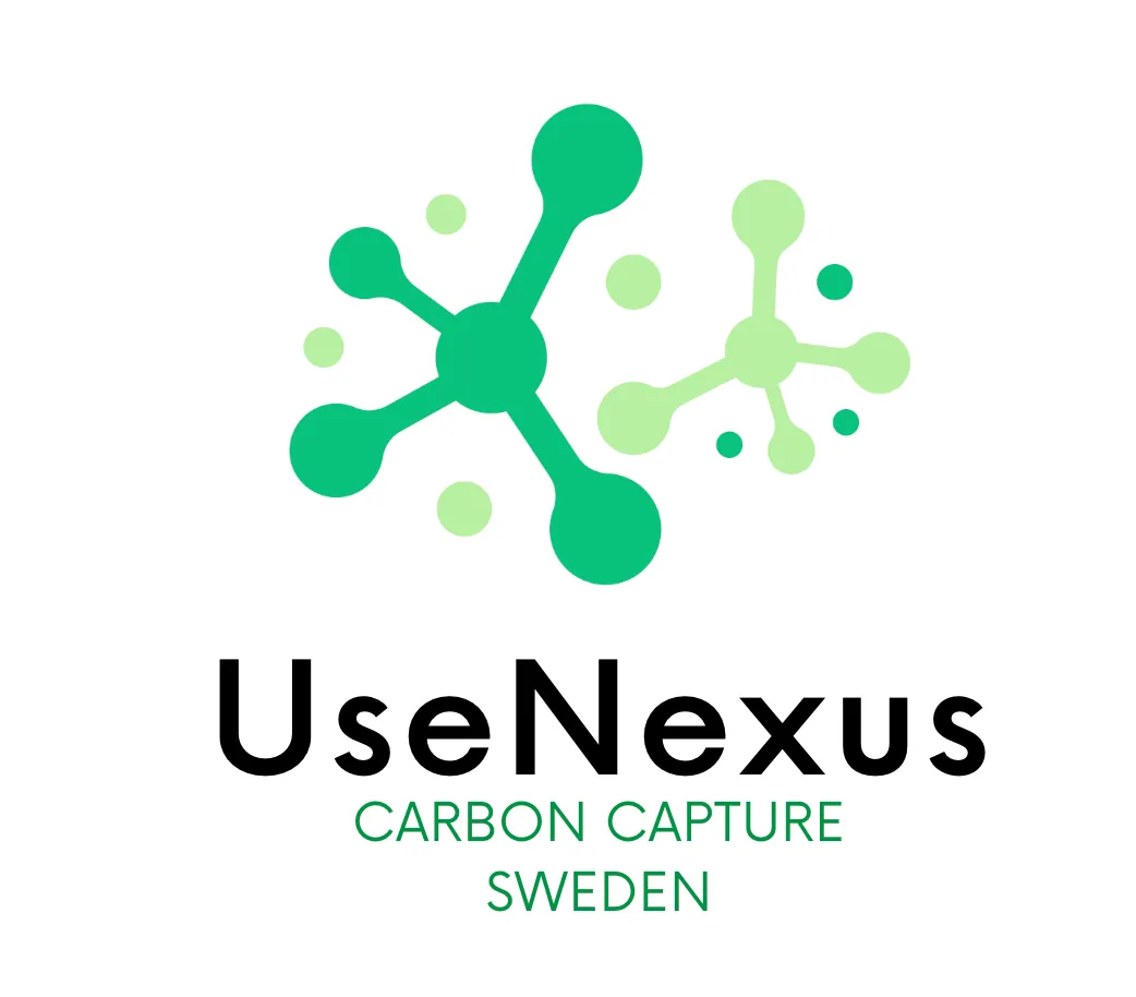 UseNexus Carbon Capture Sweden logotype: a green molecular structure of linked nodes above the company name.